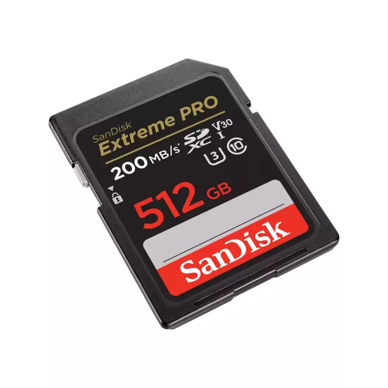 Karta pamięci SDXC SANDISK Extreme PRO 512 GB — Class 10, U3, V30, odczyt 200 MB/s, zapis 140 MB/s, wodoodporna