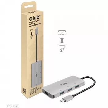 CLUB3D 4-portowy hub USB-A do USB-C – szybki transfer 10 Gbps
