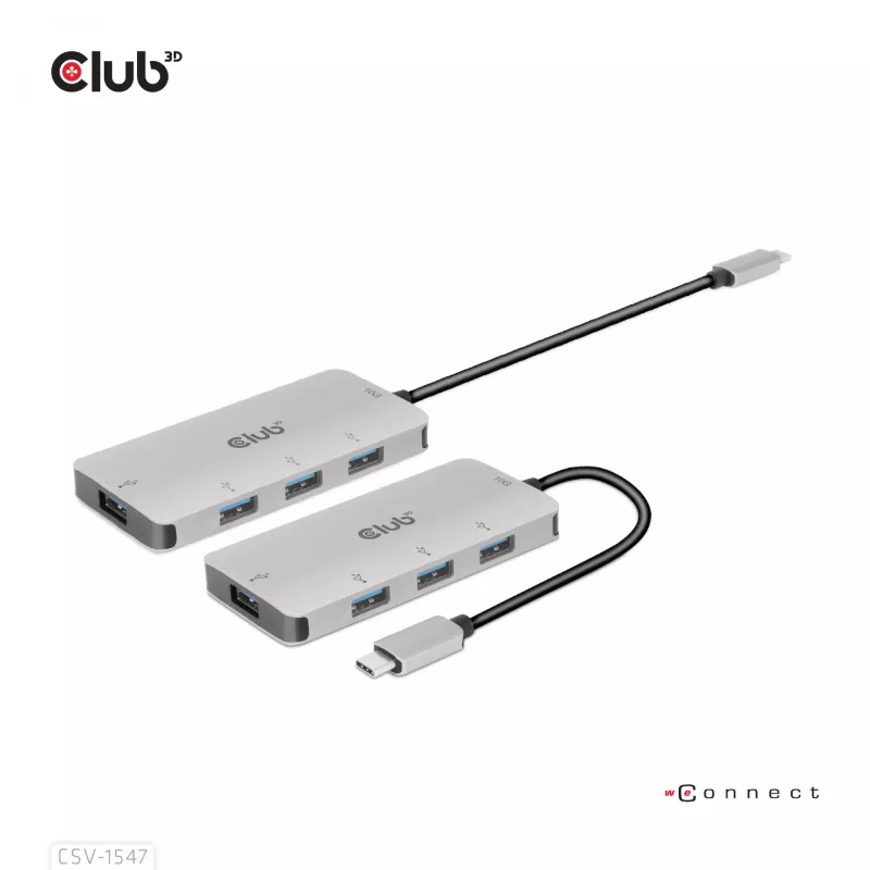 CLUB3D 4-portowy hub USB-A do USB-C – szybki transfer 10 Gbps