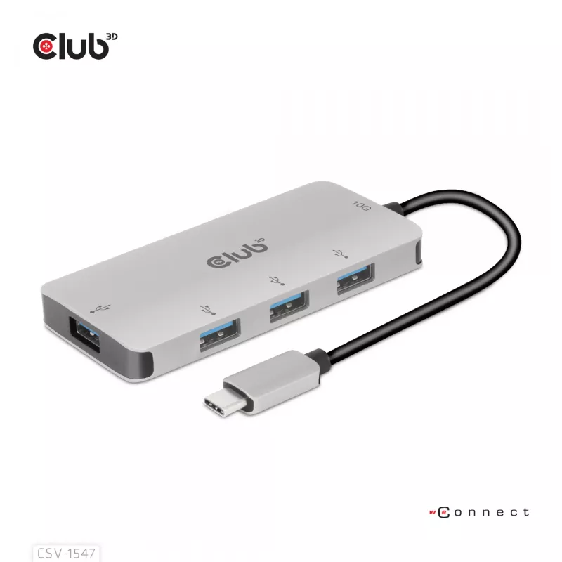 CLUB3D 4-portowy hub USB-A do USB-C – szybki transfer 10 Gbps