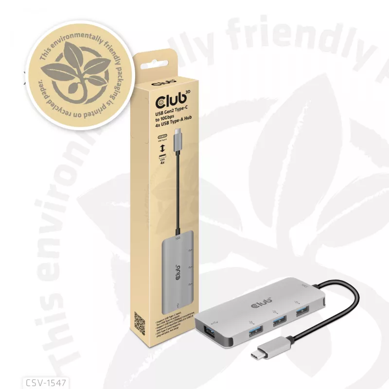 CLUB3D 4-portowy hub USB-A do USB-C – szybki transfer 10 Gbps