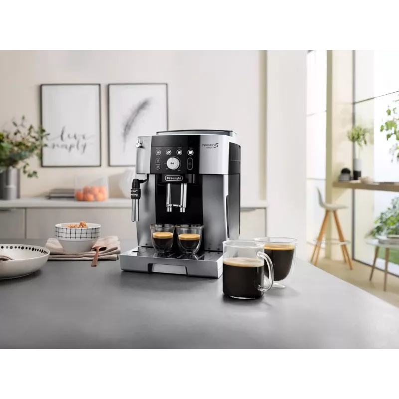 Ekspres do kawy De’Longhi Magnifica S Smart ECAM 250.23.SB — zbiornik na wodę 1,8 l, pojemnik na ziarna 250 g, 15 bar, wbudowany młynek