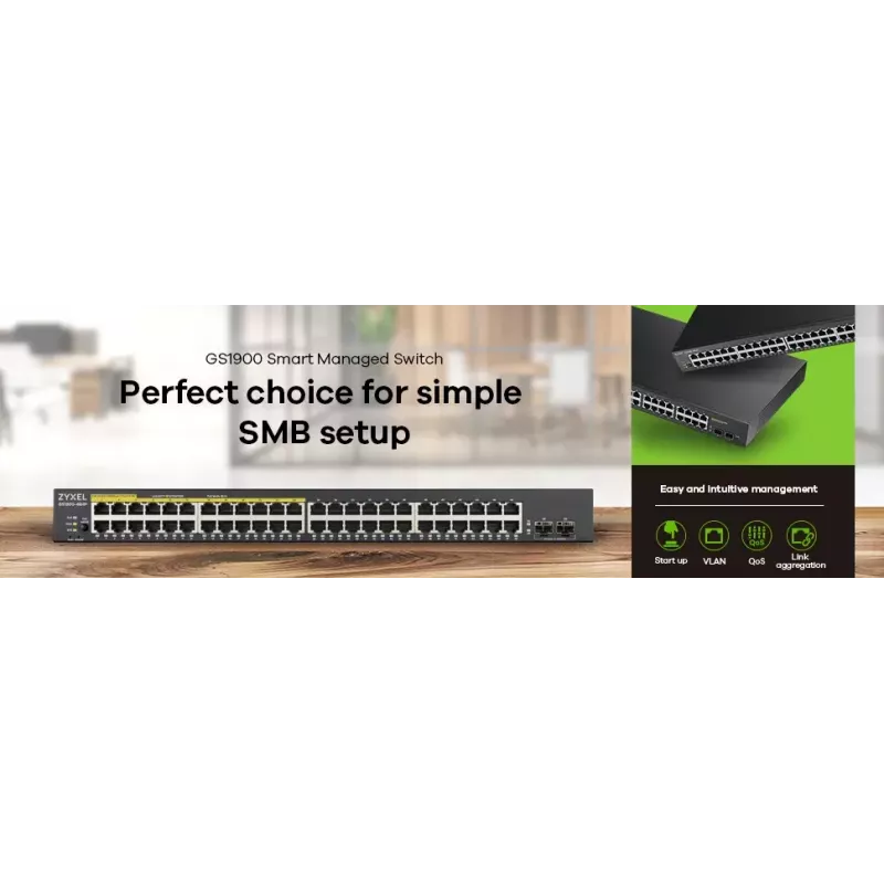Zyxel GS1900-48-EU0102F przełącznik sieciowy L2 Gigabit Ethernet (10/100/1000) czarny