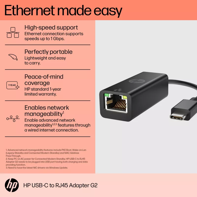 Adapter RJ-45 HP USB-C do RJ45 G2