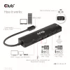 CLUB3D USB Gen1 Type-C, 6-w-1 Hub z HDMI 8K30Hz, 2xUSB Type-A, RJ45 i 2xUSB Type-C, dane i ładowanie PD 100 wat