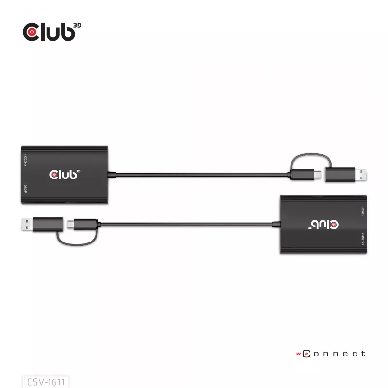 CLUB3D USB Gen1 Type-C/-A to Dual HDMI (4K/30Hz) / VGA (1080/60Hz)