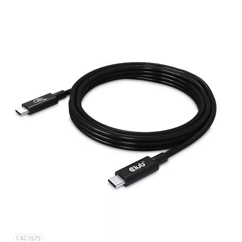 Kabel CLUB3D USB4 Gen2x2 Type-C dwukierunkowy 4K60Hz, dane 20Gbps, PD 240W (48V/5A) EPR M/M 2m