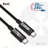 Kabel CLUB3D USB4 Gen2x2 Type-C dwukierunkowy 4K60Hz, dane 20Gbps, PD 240W (48V/5A) EPR M/M 2m