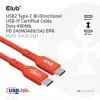 Kabel dwukierunkowy USB-C do USB-C CLUB3D CAC-1573, USB4 Gen 2x2, 2 m, czerwony, PD do 240 W