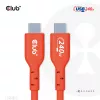 Kabel dwukierunkowy USB-C do USB-C CLUB3D CAC-1573, USB4 Gen 2x2, 2 m, czerwony, PD do 240 W