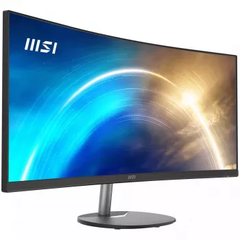 Monitor zakrzywiony MSI Pro MP341CQ 34 cali, 1500R, UWQHD (3440 x 1440), 21:9, 100Hz, VA, 4ms, HDMI, VGA, wbudowane głośniki, przeciwodblaskowy, Anti-Flicker, mniej niebieskiego światła, certyfikat TÜV, VESA, Kensington, czarny