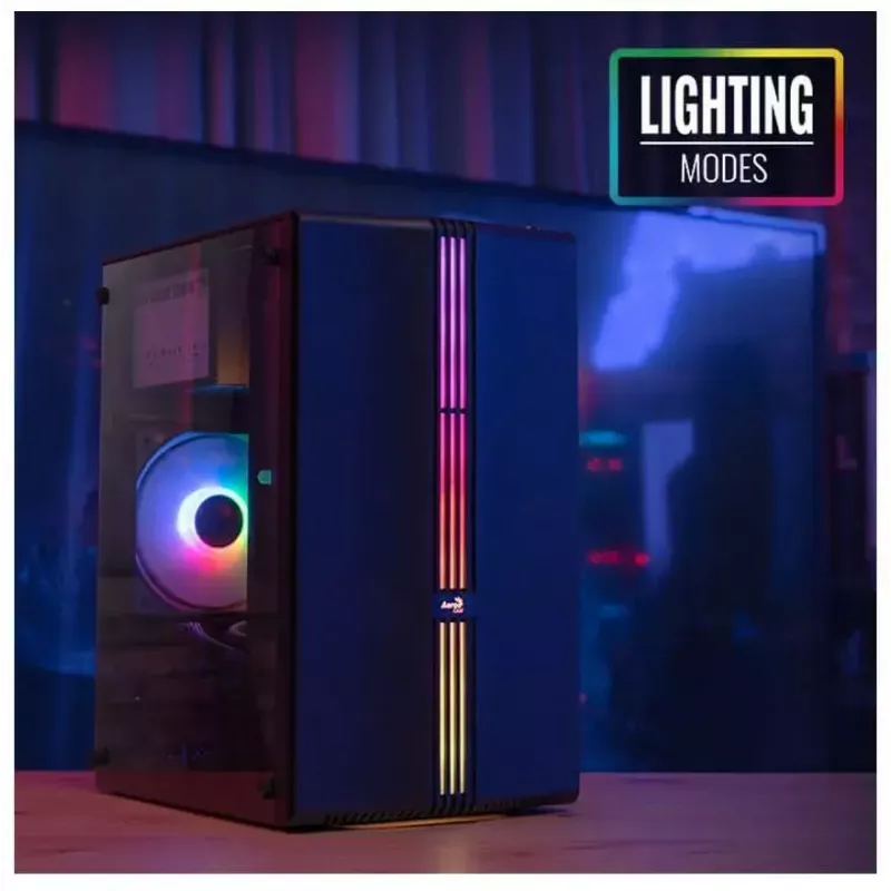 Obudowa Aerocool Evo Mini RGB Micro ATX Mini Tower, czarna, z oknem