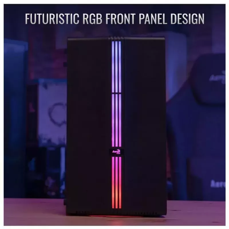 Obudowa Aerocool Evo Mini RGB Micro ATX Mini Tower, czarna, z oknem