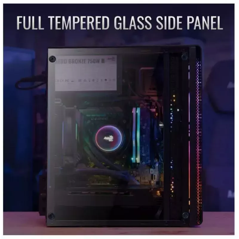 Obudowa Aerocool Evo Mini RGB Micro ATX Mini Tower, czarna, z oknem