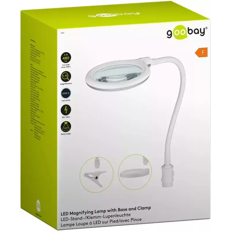 Goobay lampa powiększająca LED z podstawą i zaciskiem 6 W, powiększenie 1.75x