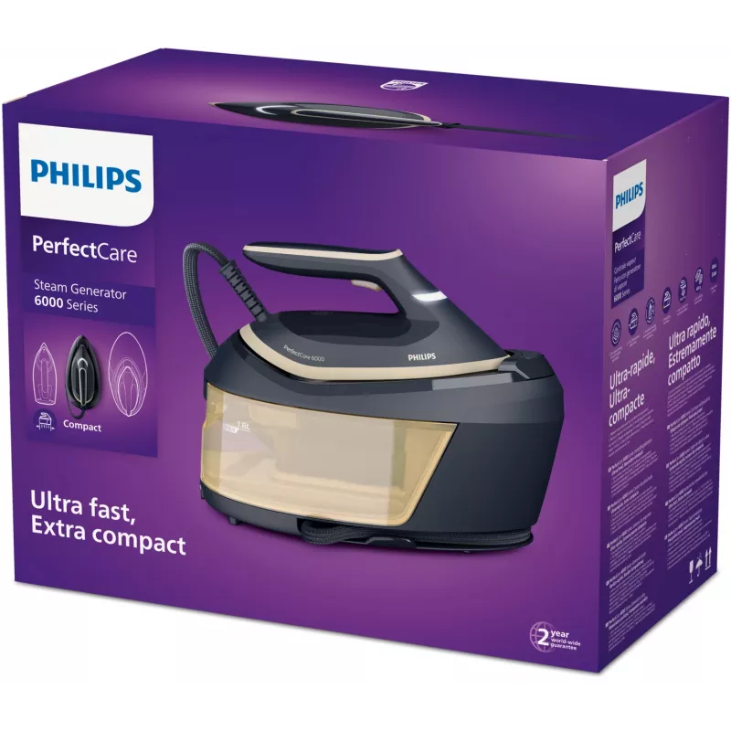 Stacja parowa Philips PSG6066/20 — 2400 W, boost 600 g/min, zbiornik 1,8 l, stopa SteamGlide Advanced