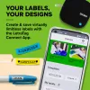 Drukarka etykiet DYMO LetraTag 200B Bluetooth | Kompaktowa drukarka etykiet | Łączy się przez bezprzewodową technologię Bluetooth z iOS i Android | Zawiera 1 białą papierową taśmę etykietową | Czarna