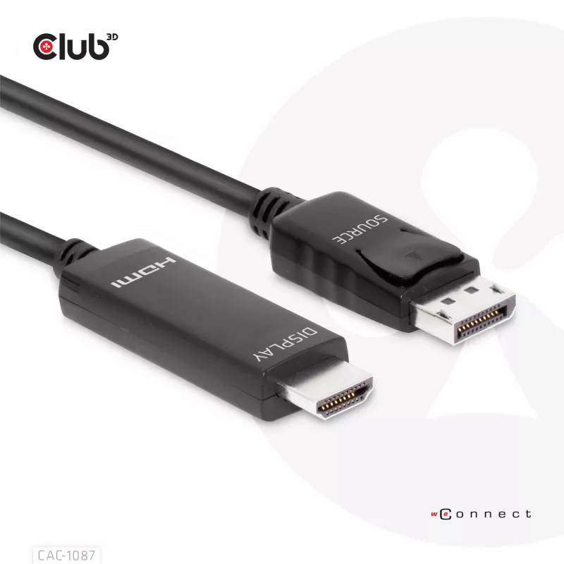 CLUB3D DisplayPort 1.4 do HDMI 4K120Hz lub 8K60Hz HDR10 Kabel M/M 3m