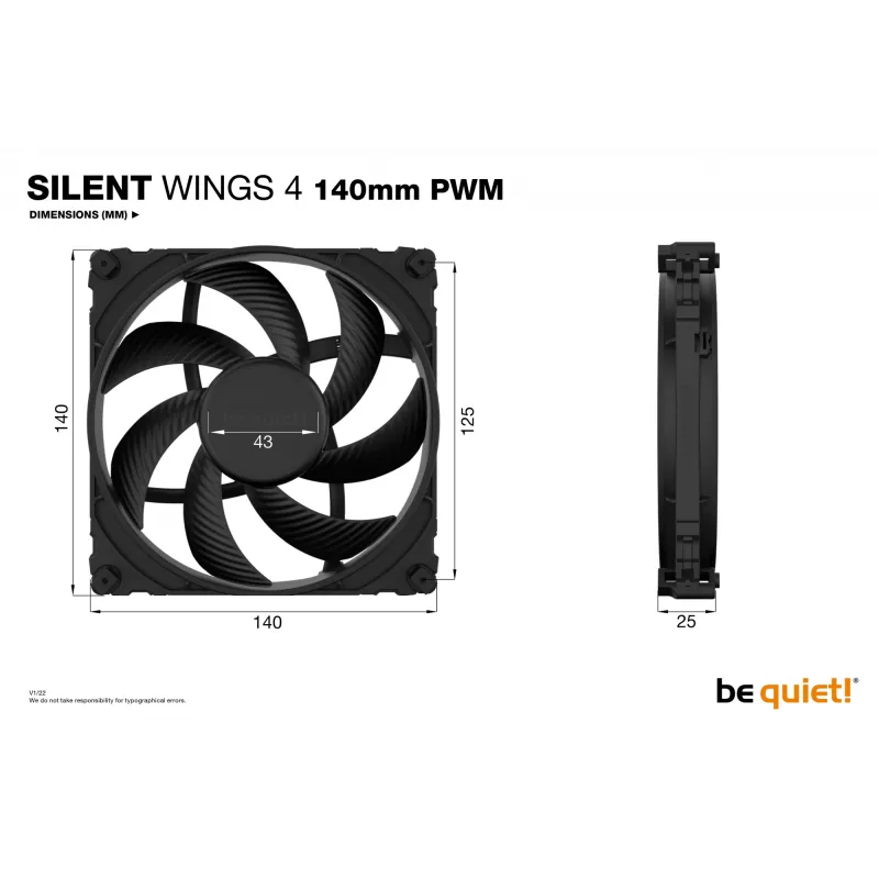 be quiet! SILENT WINGS 4 | 140mm PWM Wentylator do obudowy komputera 14 cm Czarny 1 szt.