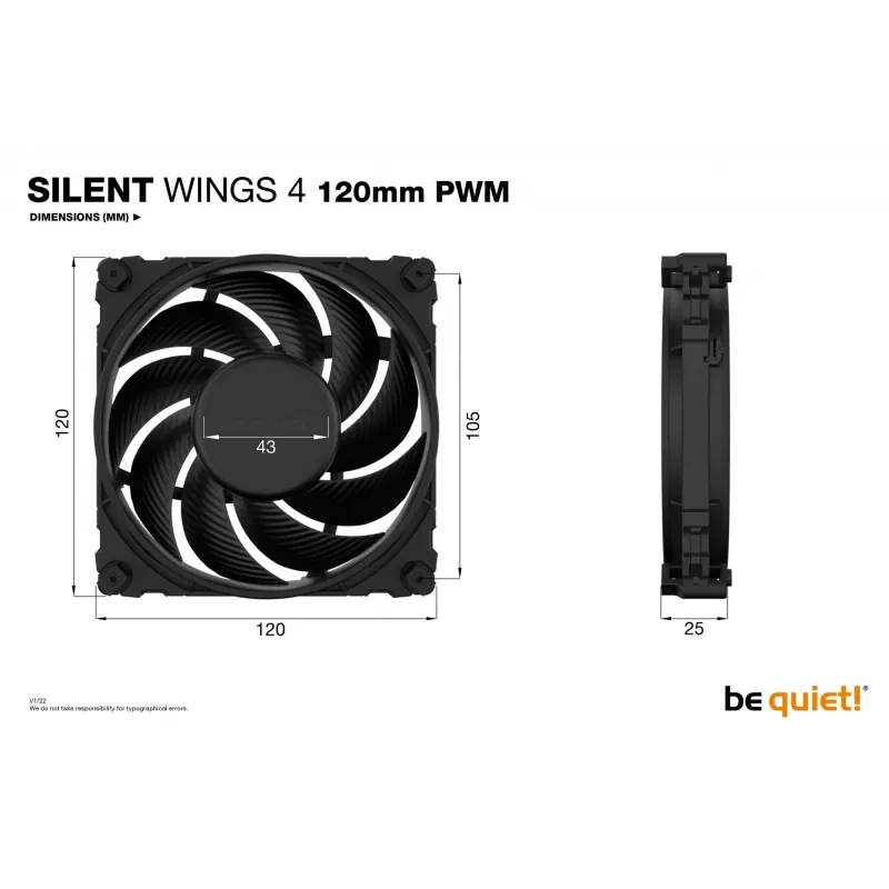 be quiet SILENT WINGS 4 | 120mm PWM Wentylator do obudowy komputera 12 cm Czarny 1 szt.
