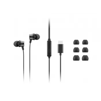 Lenovo 4XD1J77351 słuchawki / zestaw słuchawkowy Przewodowe Dokanałowe Biuro / centrum telefoniczne USB Type-C Czarny