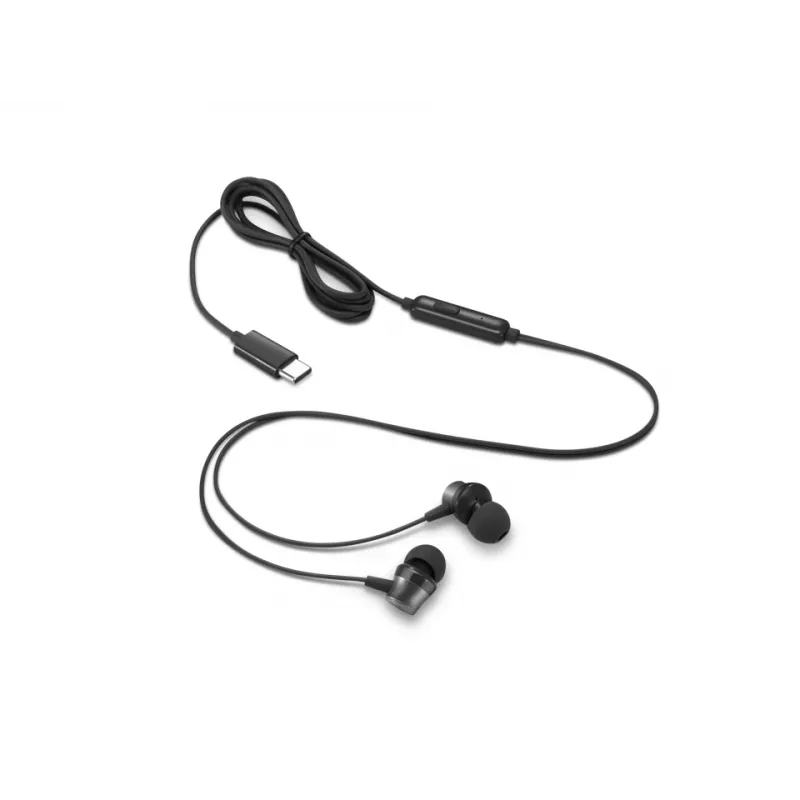 Lenovo 4XD1J77351 słuchawki / zestaw słuchawkowy Przewodowe Dokanałowe Biuro / centrum telefoniczne USB Type-C Czarny