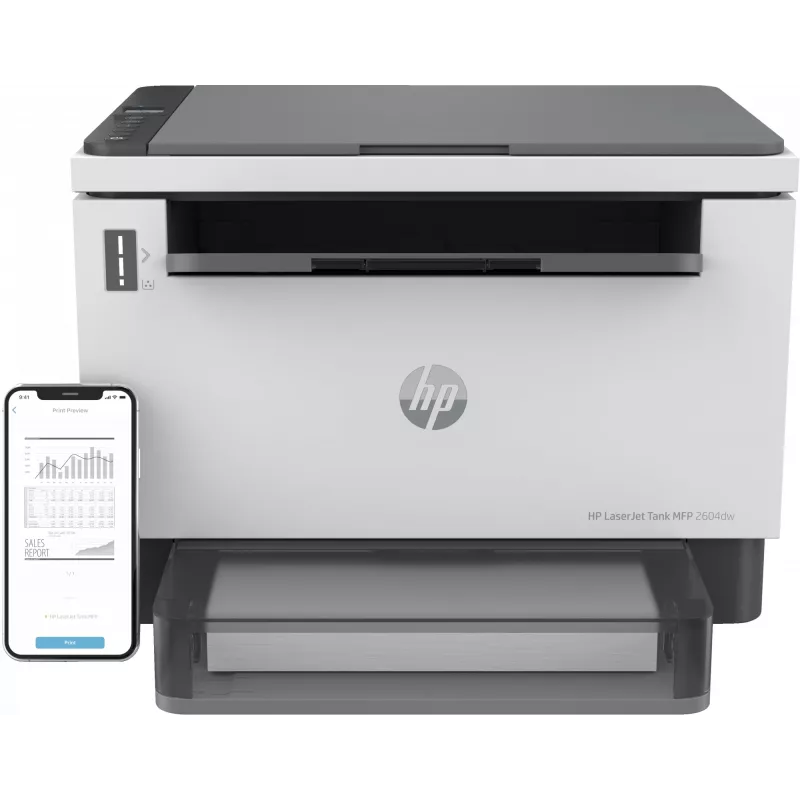 Drukarka HP LaserJet Tank MFP 2604dw, Laser, Drukowanie monochromatyczne, 600 x 600 DPI, A4, Drukowanie bezpośrednie, Szary