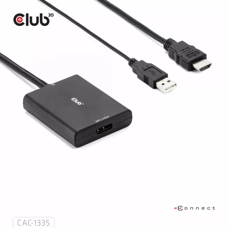 CLUB3D HDMI + Micro USB to DisplayPort™ 4K120Hz lub 8K30Hz M/F aktywny adapter
