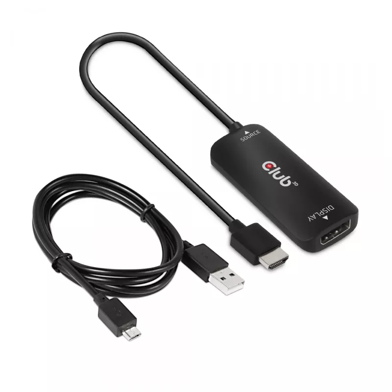 CLUB3D HDMI + Micro USB to DisplayPort™ 4K120Hz lub 8K30Hz M/F aktywny adapter