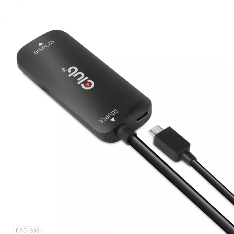 CLUB3D HDMI + Micro USB to DisplayPort™ 4K120Hz lub 8K30Hz M/F aktywny adapter