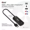 CLUB3D HDMI + Micro USB to DisplayPort™ 4K120Hz lub 8K30Hz M/F aktywny adapter