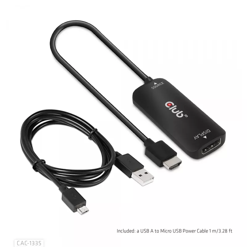 CLUB3D HDMI + Micro USB to DisplayPort™ 4K120Hz lub 8K30Hz M/F aktywny adapter
