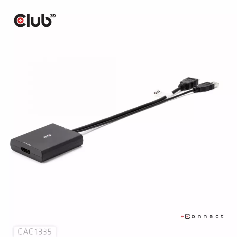 CLUB3D HDMI + Micro USB to DisplayPort™ 4K120Hz lub 8K30Hz M/F aktywny adapter