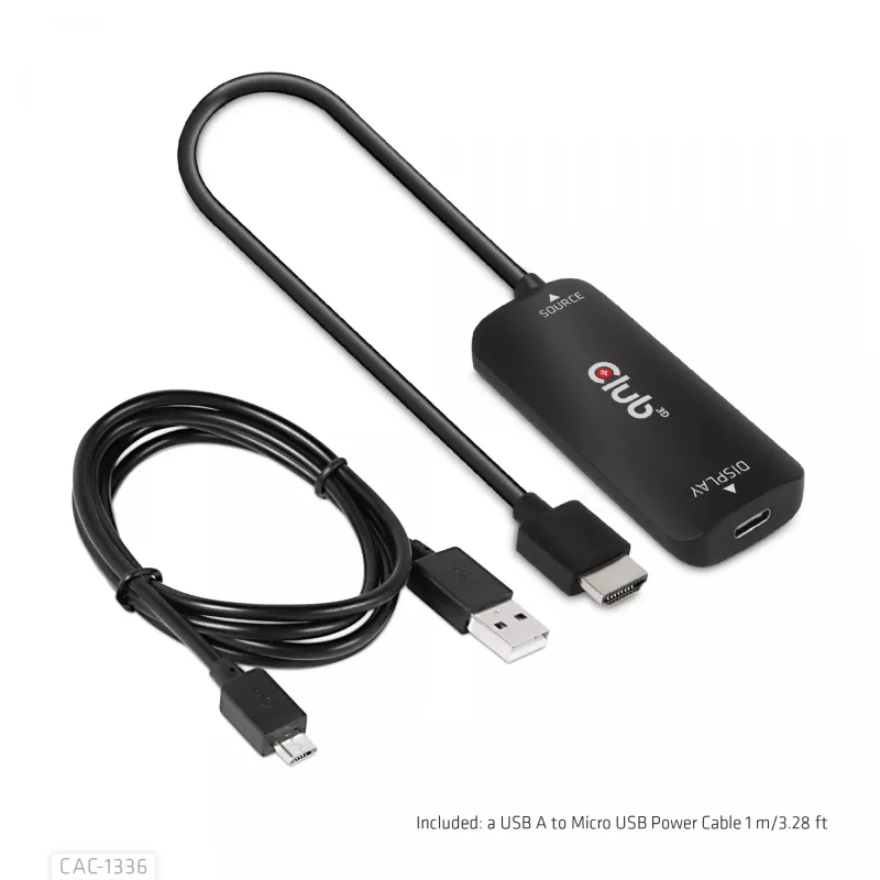 CLUB3D HDMI + Micro USB na USB Type-C 4K120Hz lub 8K30Hz M/F Adapter aktywny