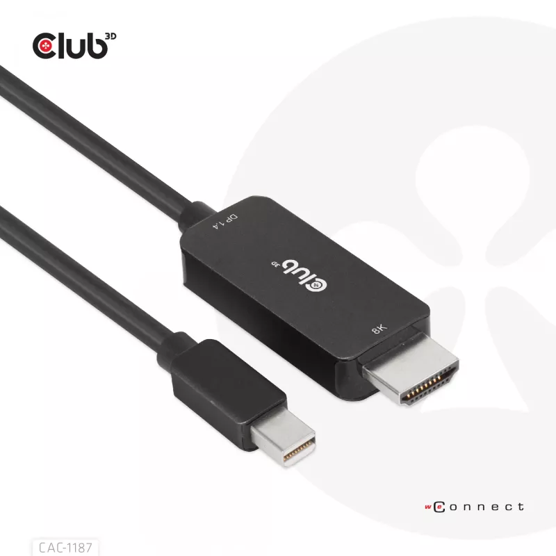 CLUB3D MiniDisplayPort 1.4 na HDMI 4K120Hz lub 8K60Hz HDR10+ Kabel M/M 1,8m / 6ft