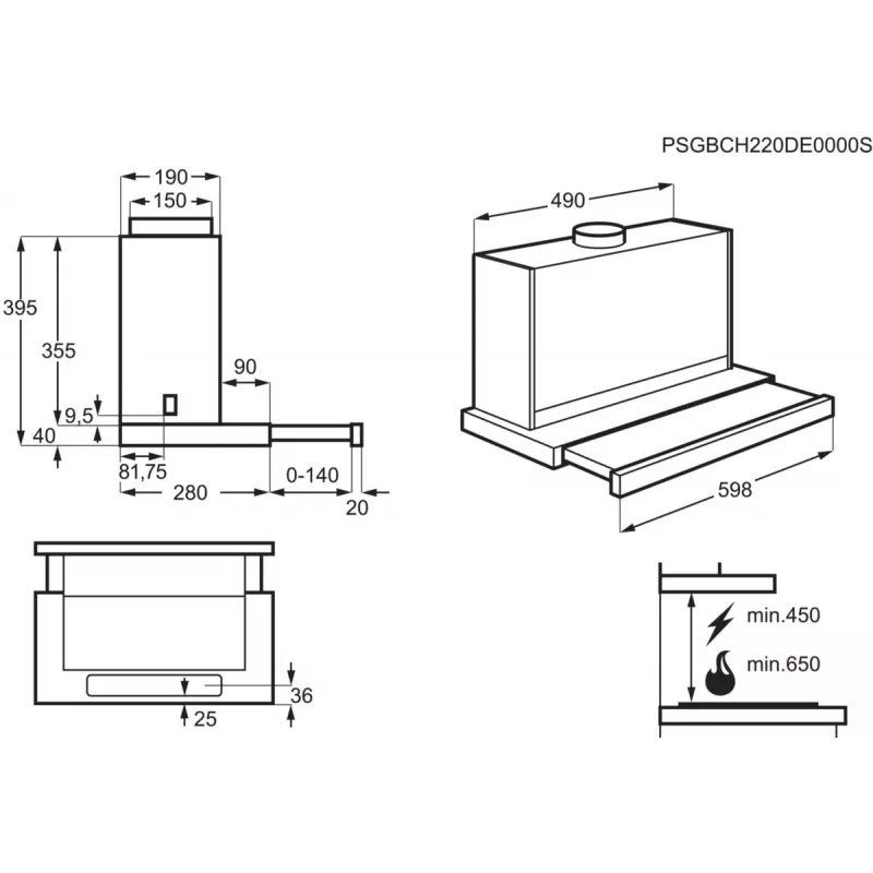 Okap do zabudowy Electrolux LFP616X, szerokość 598 mm, 600 m³/h, szary, filtr przeciwtłuszczowy, 68 dB