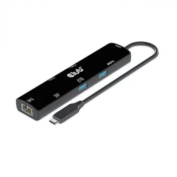 CLUB3D USB4™ Gen3x2 Type-C, 6-w-1 hub z HDMI™ 8K60Hz lub 4K120Hz, 2xUSB Type-A(10G), Ethernet RJ45(2.5G) i 2xUSB Type-C, 1x Data(10G) i 1xPD3.0 ładowanie 100 W