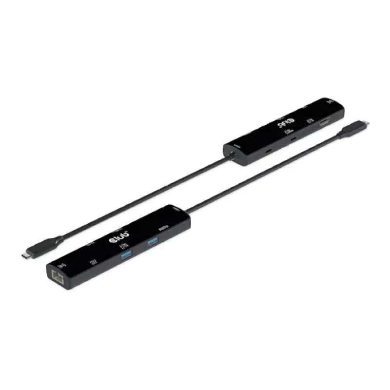 CLUB3D USB4™ Gen3x2 Type-C, 6-w-1 hub z HDMI™ 8K60Hz lub 4K120Hz, 2xUSB Type-A(10G), Ethernet RJ45(2.5G) i 2xUSB Type-C, 1x Data(10G) i 1xPD3.0 ładowanie 100 W