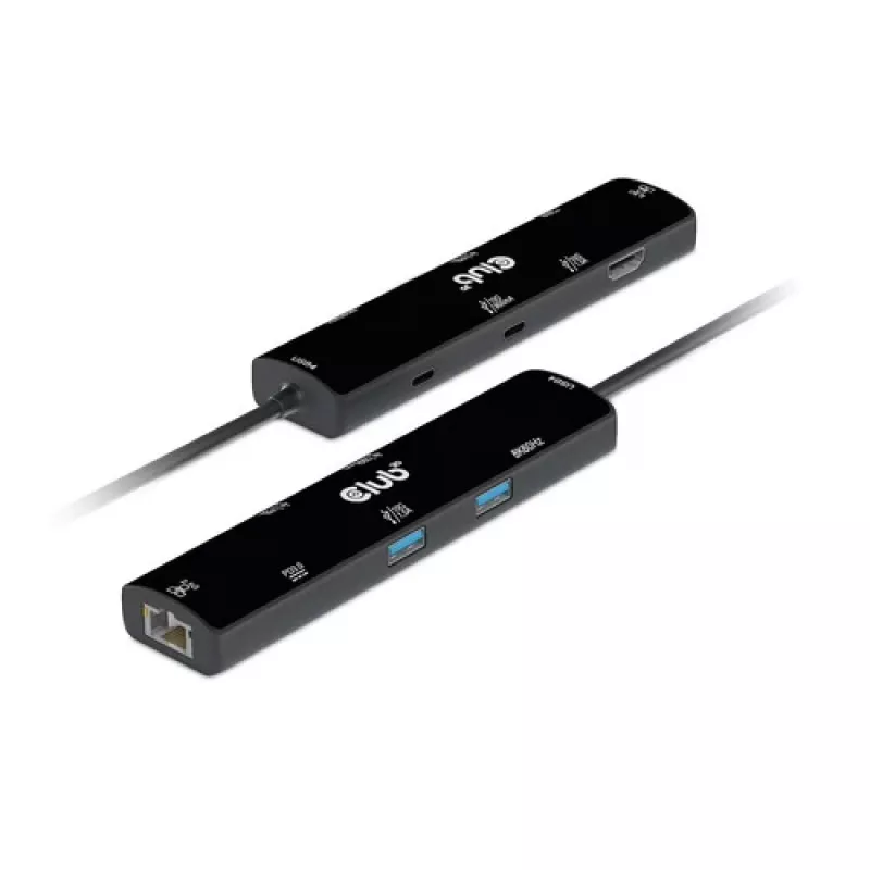 CLUB3D USB4™ Gen3x2 Type-C, 6-w-1 hub z HDMI™ 8K60Hz lub 4K120Hz, 2xUSB Type-A(10G), Ethernet RJ45(2.5G) i 2xUSB Type-C, 1x Data(10G) i 1xPD3.0 ładowanie 100 W