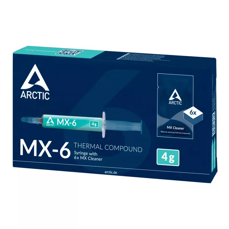 ARCTIC MX-6 ULTIMATE Performance Thermal Paste + MX Cleaner, pasta termoprzewodząca, szary, 4 g, 1 szt., 66 mm, 120 mm