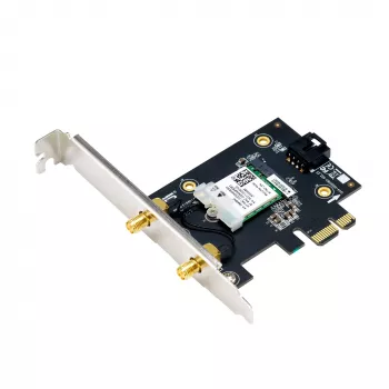 Wewnętrzna karta WLAN ASUS PCE-AXE5400 — PCIe, Wi-Fi 6E trójzakresowa (2.4/5/6 GHz), 2402 Mbps, Bluetooth 5.2