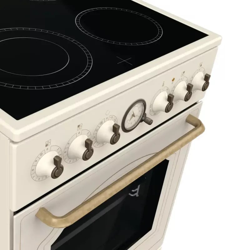 Kuchenka wolnostojąca Gorenje GECS5B70CLI, płyta ceramiczna 4 strefy, piekarnik 70 L, kość słoniowa, szerokość 500 mm