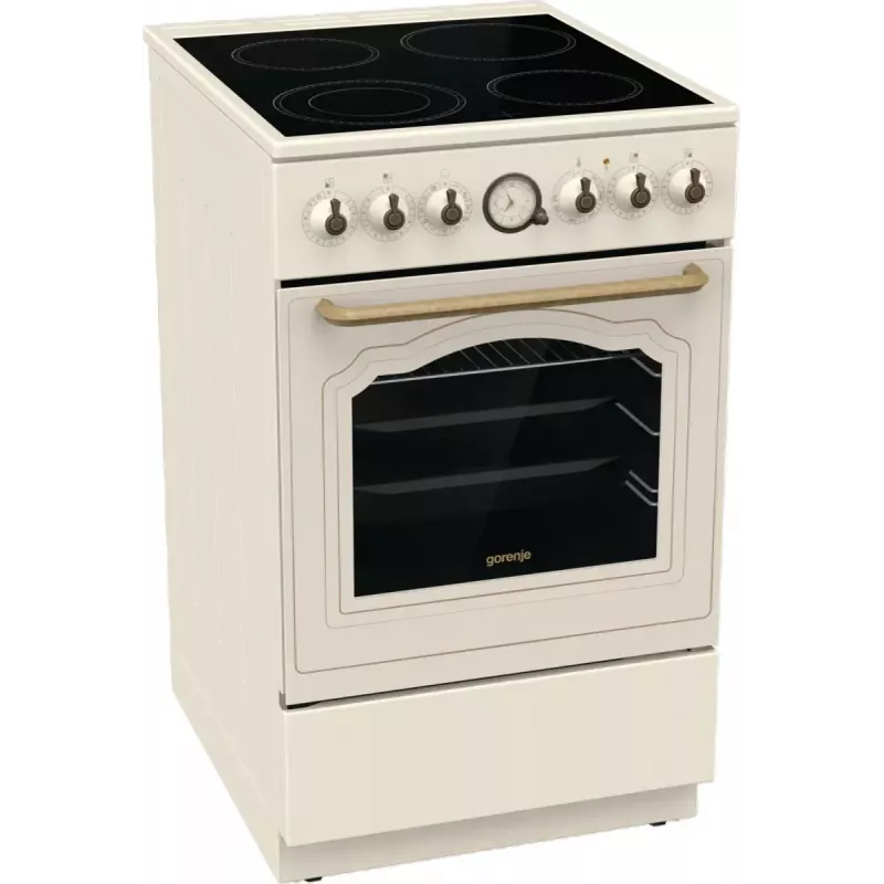 Kuchenka wolnostojąca Gorenje GECS5B70CLI, płyta ceramiczna 4 strefy, piekarnik 70 L, kość słoniowa, szerokość 500 mm