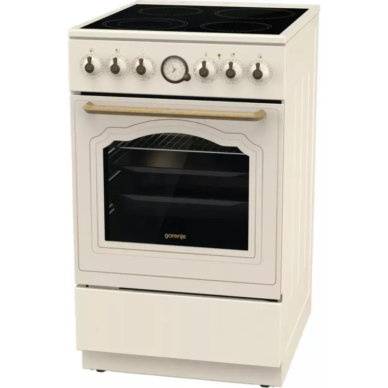 Kuchenka wolnostojąca Gorenje GECS5B70CLI, płyta ceramiczna 4 strefy, piekarnik 70 L, kość słoniowa, szerokość 500 mm