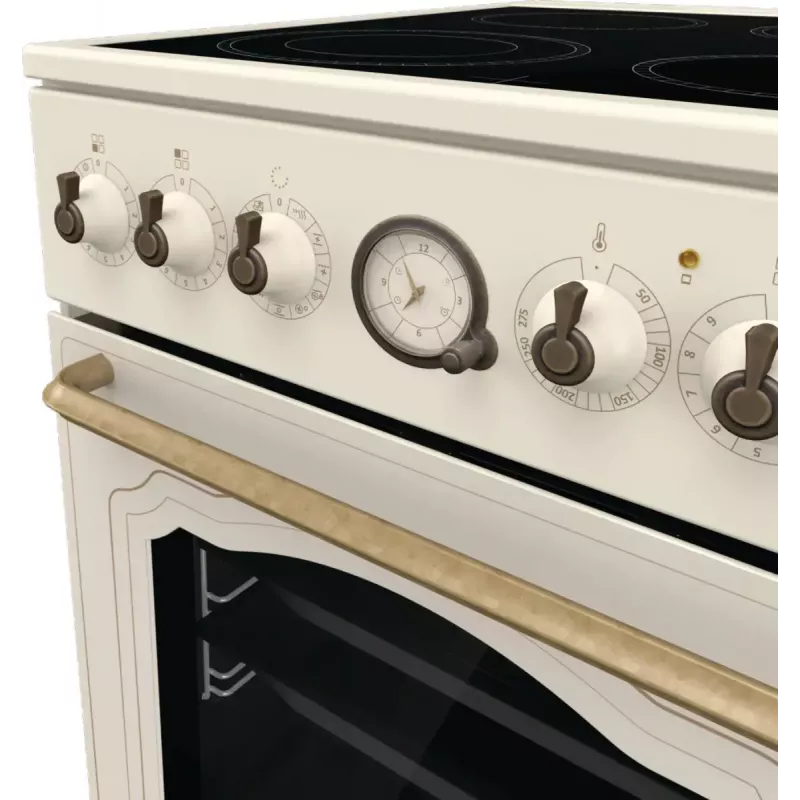 Kuchenka wolnostojąca Gorenje GECS5B70CLI, płyta ceramiczna 4 strefy, piekarnik 70 L, kość słoniowa, szerokość 500 mm