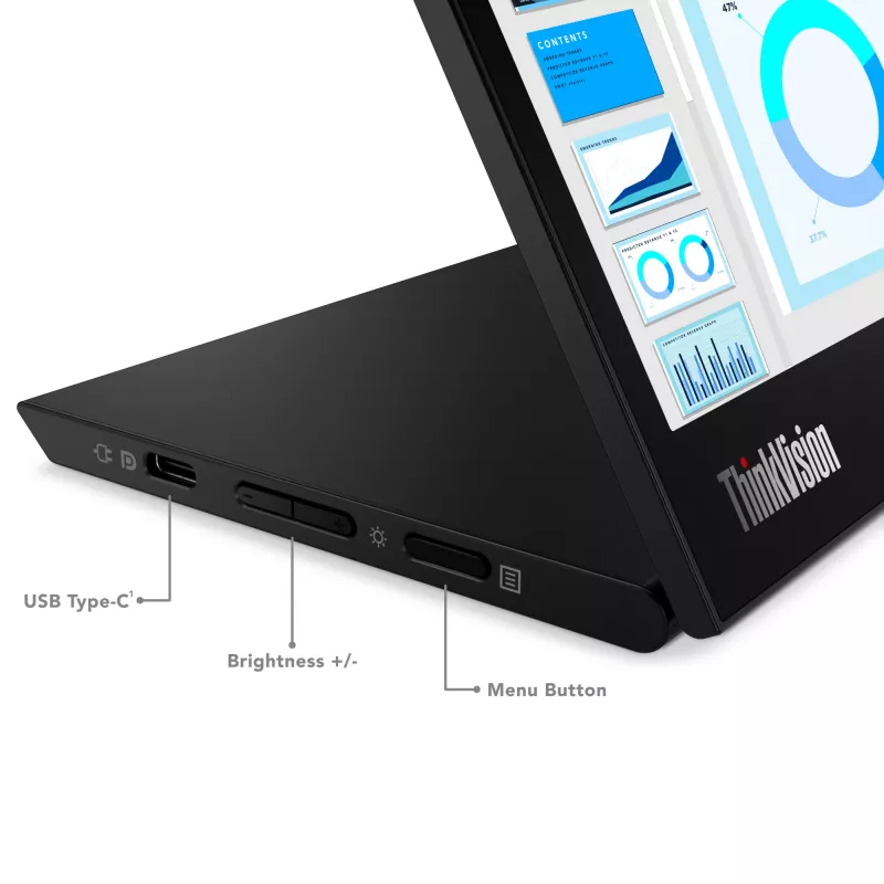 Monitor Lenovo ThinkVision M14d, 35,6 cm (14 cali), 2240 x 1400 pikseli, 2.2K, LED, 8 ms, Czarny