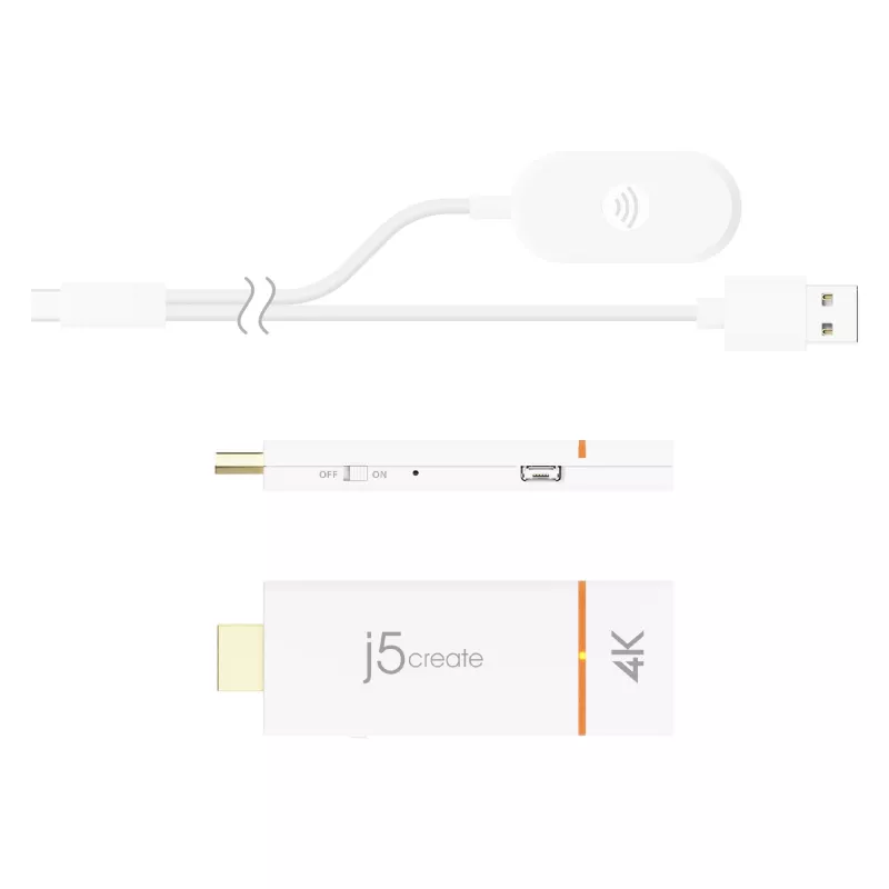 Adapter bezprzewodowy 4K j5create JVAW76 do wyświetlania obrazu, zasięg 15 m