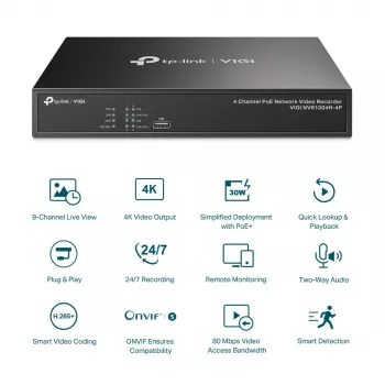 Rejestrator sieciowy TP-Link VIGI 4-kanałowy PoE+