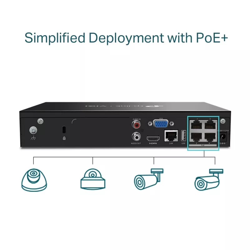Rejestrator sieciowy TP-Link VIGI 4-kanałowy PoE+