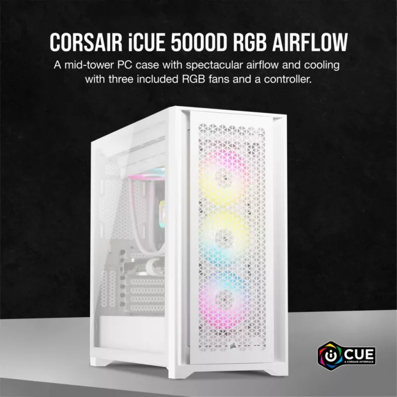 Obudowa PC Corsair iCUE 5000D RGB Airflow Midi Tower Biała